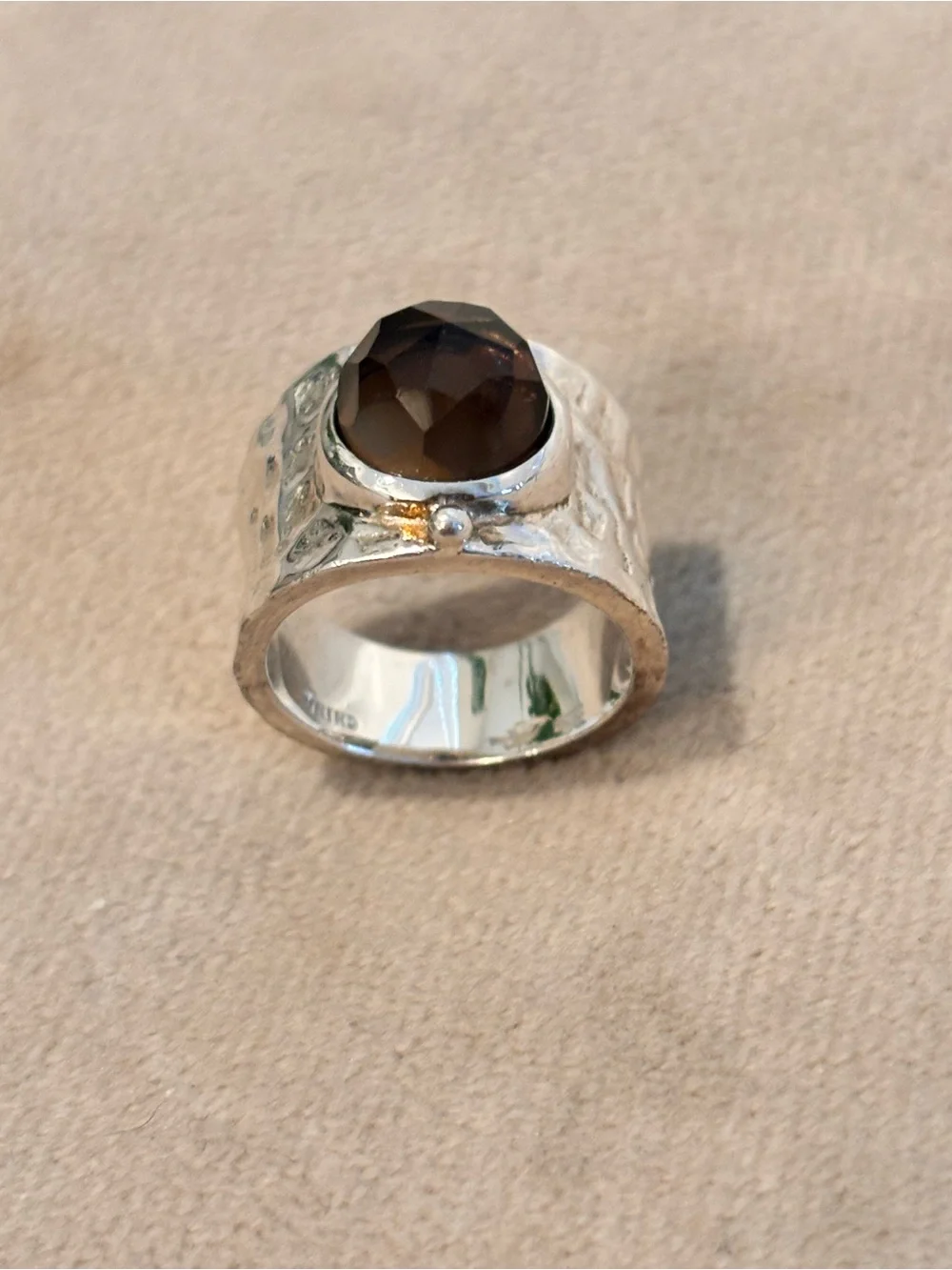 Designer 925 Sterling Sterling Silver Smokey Quartz Ring - Size 6